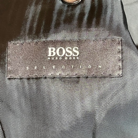 Vintage Hugo Boss Mens Charcoal Pinstripe Wool Silk 3 Buttons 40R Blazer Germany - Picture 13 of 16